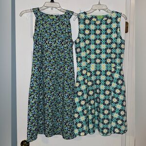 Katherine Way LOT of 2 sleeveless colorful Nylon Golf Resort Preppy Dresses, S
